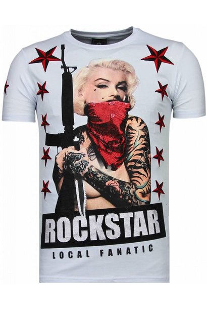 T-shirt Heren - Marilyn Rockstar - Wit