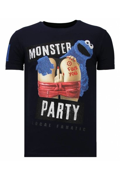 T-shirt Heren - Monster Party - Blauw