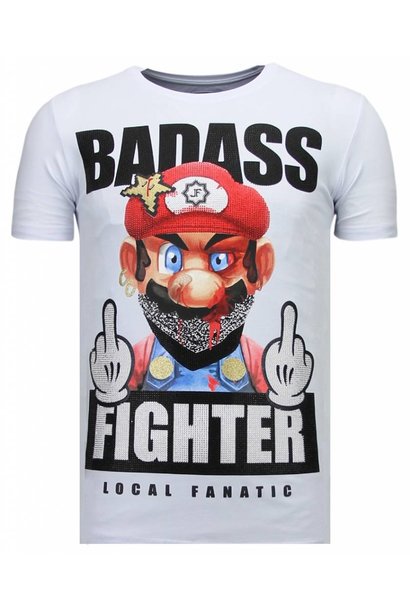 T-shirt Heren - Badass Fighter - Wit