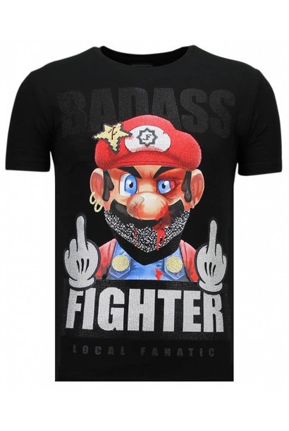 T-shirt Heren - Badass Fighter - Zwart