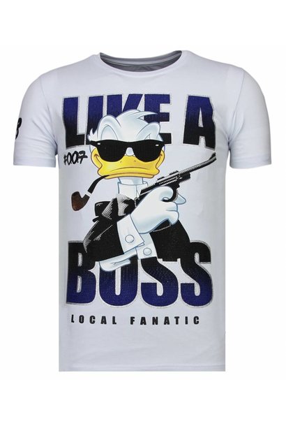 T-shirt Heren - Like A Boss - Wit