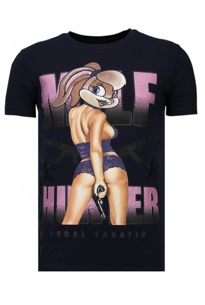 T-shirt Heren - Milf Hunter - Blauw