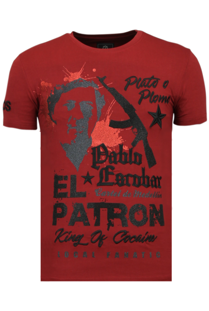 T-shirt Heren - El Patron Pablo Escobar - Bordeaux