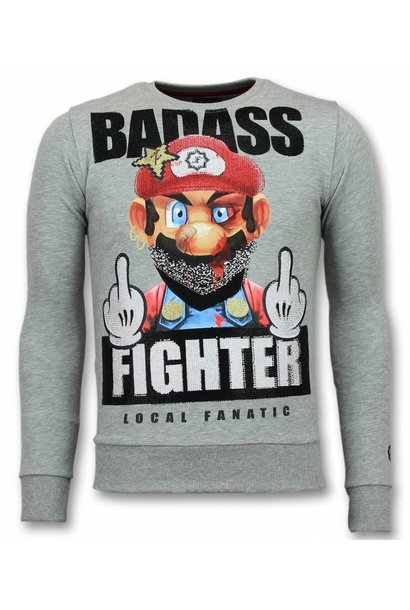 Sudadera Hombre - Badass Fighter - Gris