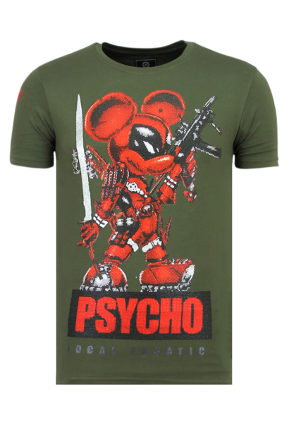 T-shirt Heren - Psycho Mouse - Groen
