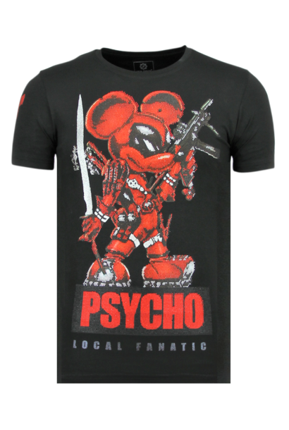 T-shirt Heren - Psycho Mouse - Zwart