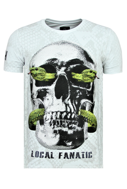 T-shirt Men - Skull Snake - White