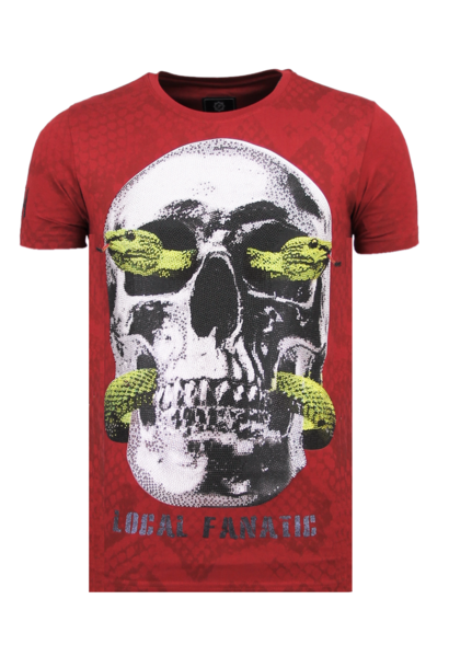 T-shirt Heren - Skull Snake - Bordeaux