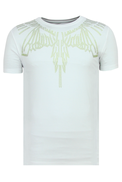 Camiseta Hombre - Rhinestone Eagle - Blanco