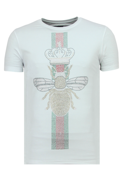 Camiseta Hombre - Rhinestone King Fly - Blanco