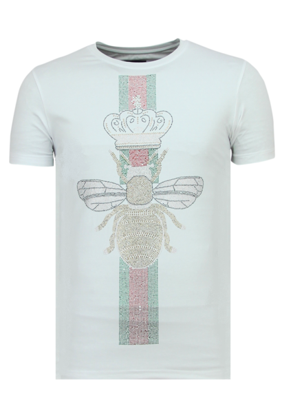 T-shirt Men - Rhinestone King Fly - White