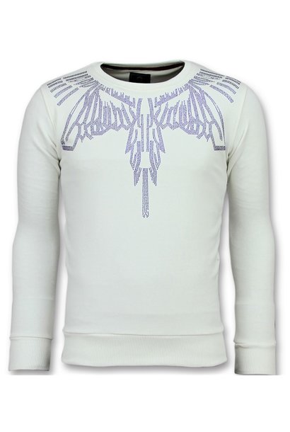 Sweater Heren - Rhinestone Eagle  - Wit