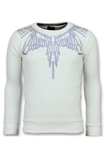 Sweatshirt Men - Rhinestone Eagle  - White