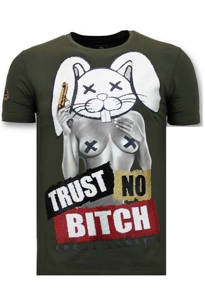 T-shirt Heren - Trust No Bitch - Groen