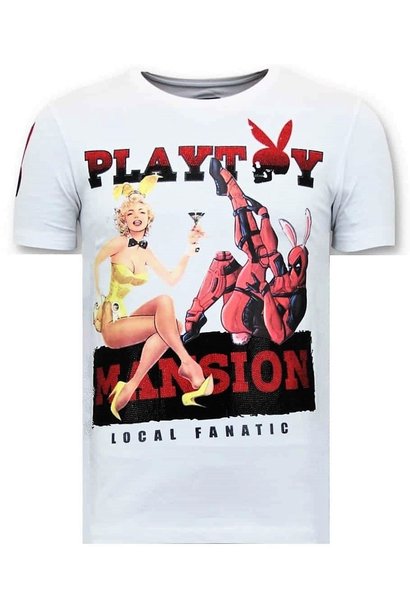 T-shirt Heren - The Playtoy Mansion - Wit