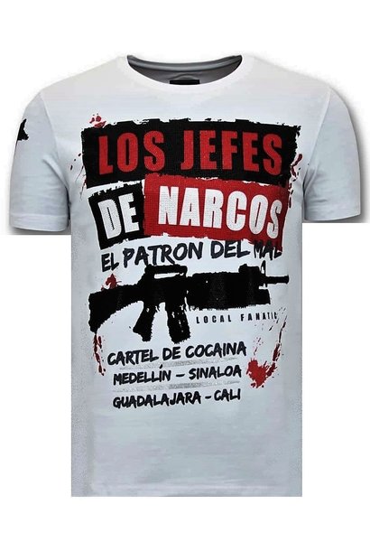 T-shirt Heren - Los Jefes De Narcos - Wit