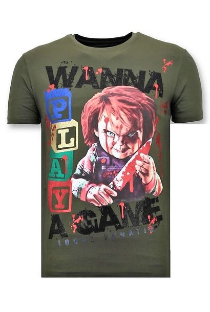 T-shirt Heren - Wanna Play A Game - Groen