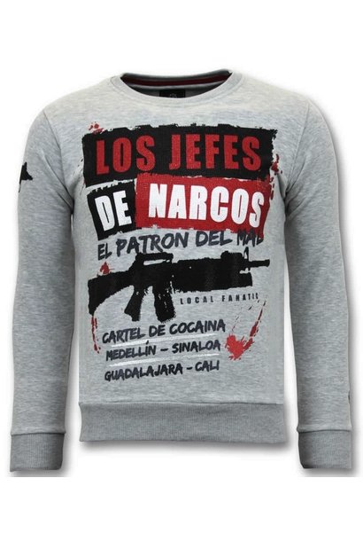 Sweater Heren -  Los Jefes De Narcos - Grijs