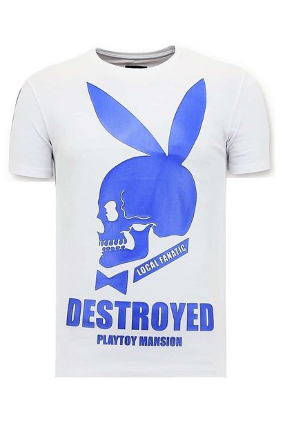 Camiseta Hombre - Destroyed Playtoy - Blanco