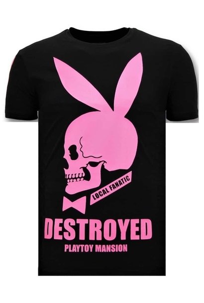 Camiseta Hombre - Destroyed Playtoy - Negro