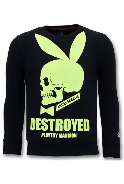Sudadera Hombre - Destroyed Playtoy - Azul
