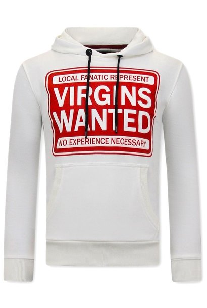 Felpa con Cappuccio da Uomo - Virgins Wanted - Bianco