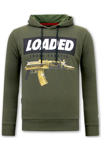 Felpa con Cappuccio da Uomo - Loaded Gun - Verde