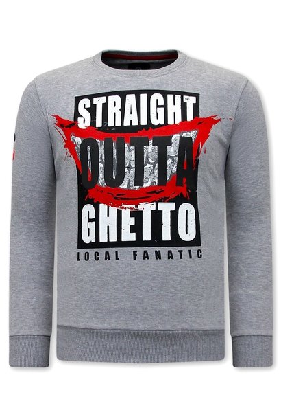 Sudadera Hombre -  Straight Outta Ghetto - Gris