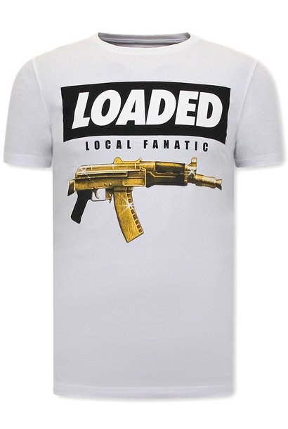 T-shirt Heren - Loaded Gun - Wit