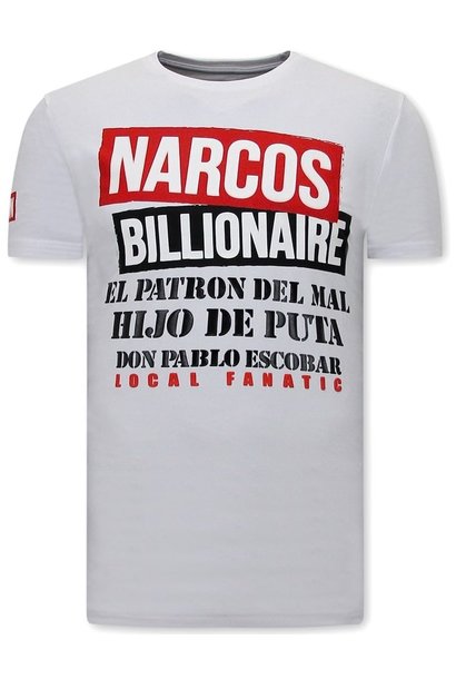 T-shirt Heren - Narcos Billionaire - Wit