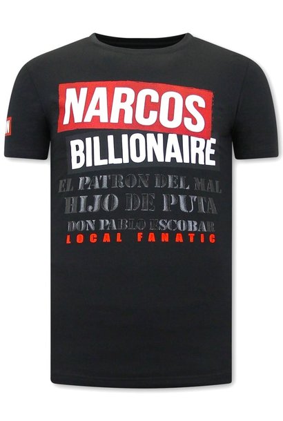 T-shirt Heren - Narcos Billionaire - Zwart