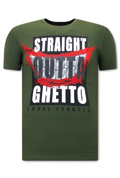 T-shirt Heren - Straight Outta Ghetto - Groen