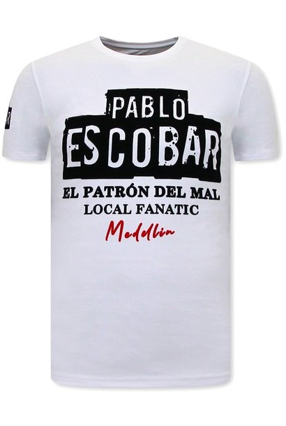 T-shirt Heren - Pablo Escobar - Wit