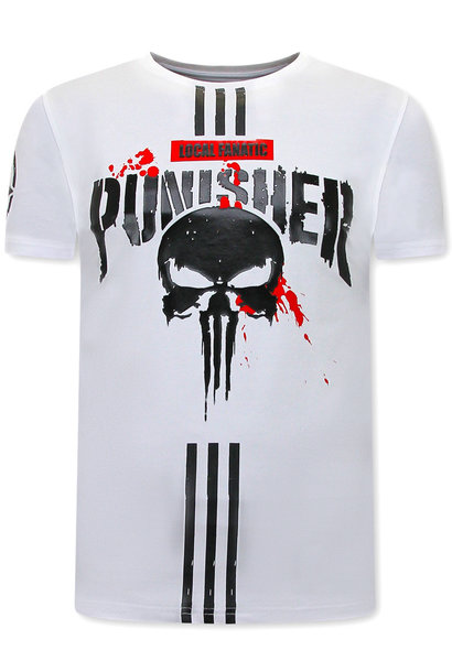 dynamisch Veel Vijfde T-shirt Heren - Punisher - Wit - Local Fanatic