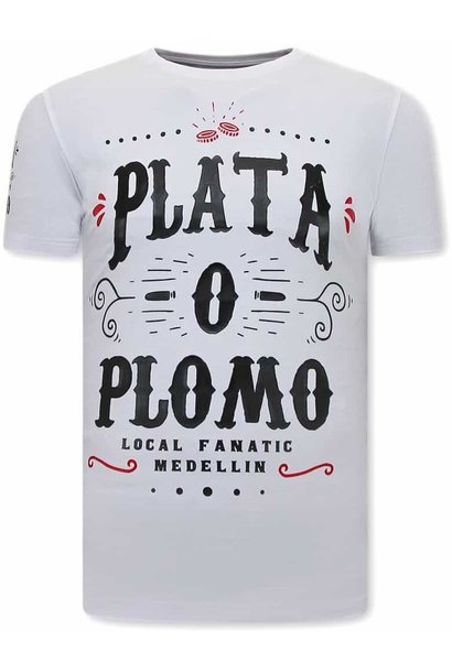 T-shirt Heren - Plata O Plomo - Wit