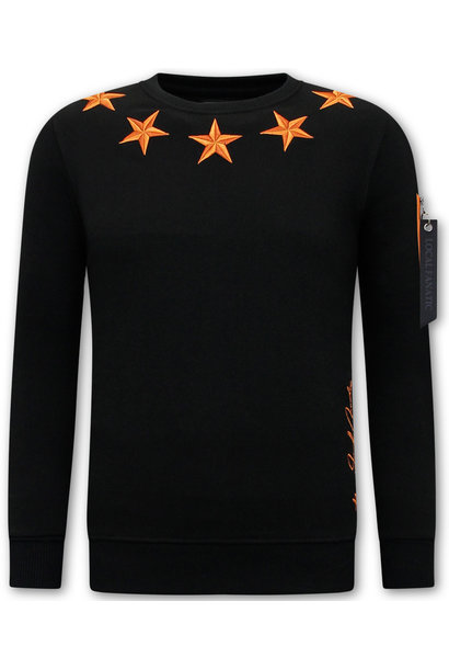 Sudadera Hombre - Royal Stars - Negro / Naranja