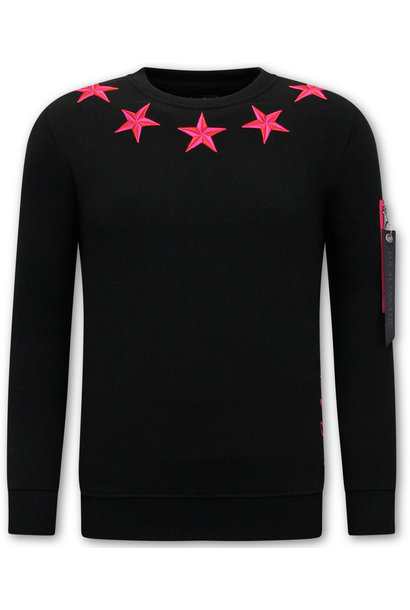 Sweater Heren - Royal Stars - Zwart / Roze