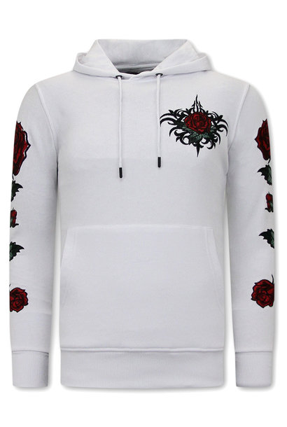 Hoodie Heren - Love & Roses - Wit