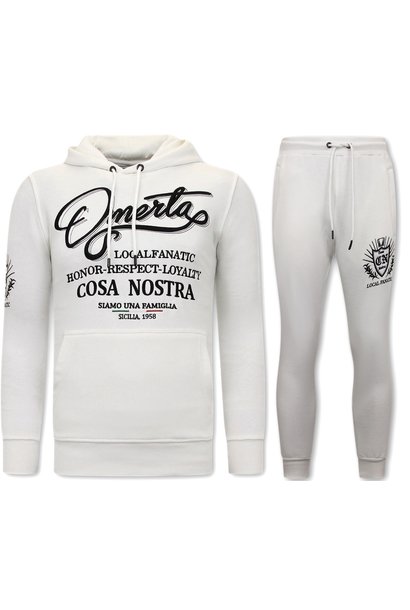 Trainingspak Heren - Omerta, Cosa Nostra - Wit