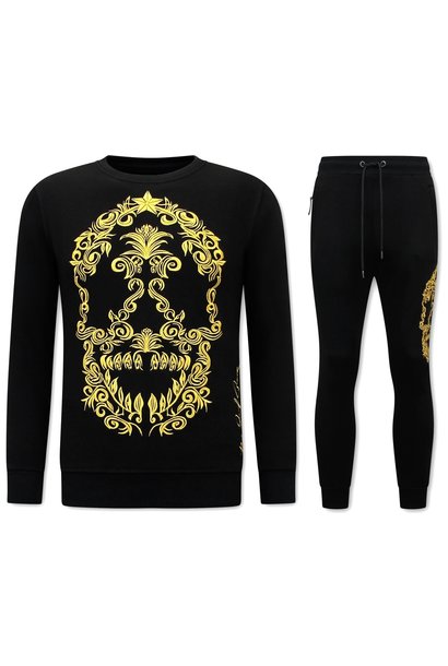 Survêtement Hommes - Golden Skull Embroidery - Noir