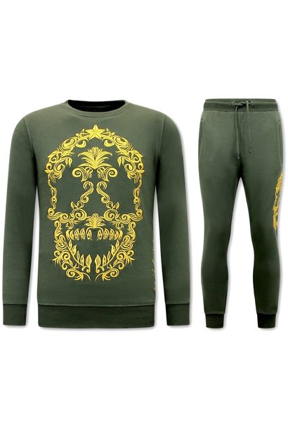 Survêtement Hommes - Golden Skull Embroidery - Vert
