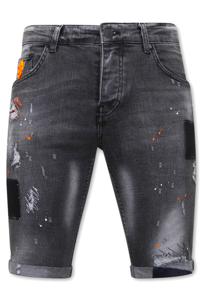 Pantalones cortos de mezclilla para hombre - Slim Fit - 1034 - Gris