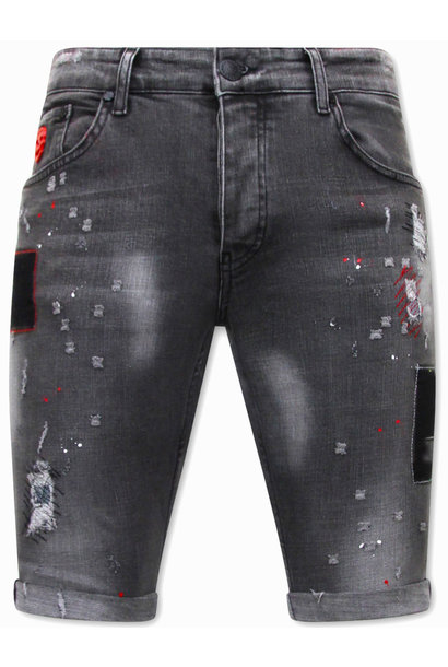 Pantalones cortos de mezclilla para hombre - Slim Fit - 1032 - Gris