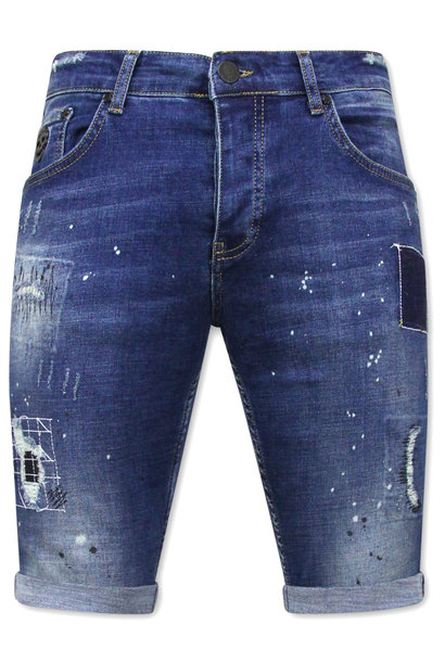 Pantalones cortos de mezclilla para hombre - Slim Fit - 1035 - Azul