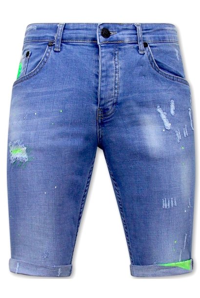 Heren Denim Short - Slim Fit - 1027 - Blauw