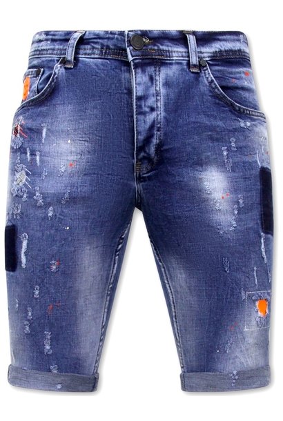 Heren Denim Short - Slim Fit -1008-SH- Blauw