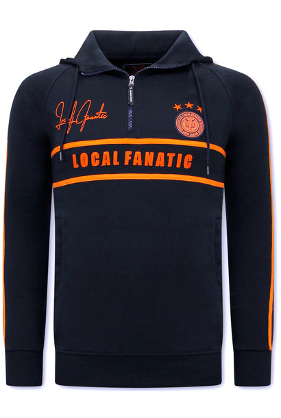 Hoodie Heren - Double Striped - Blauw / Oranje