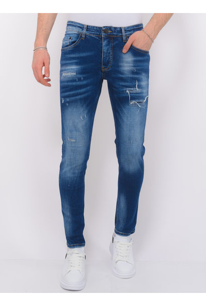 Blue Ripped Jeans Hombre - Slim Fit -1081- Azul