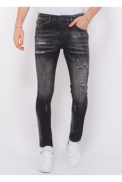 Stonewashed Mannen Jeans - Slim Fit -1085- Zwart