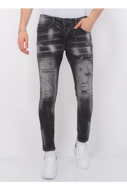Distressed Jeans Heren - Slim Fit -1087- Zwart